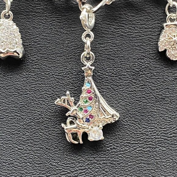 Silver Charm Necklace with Festive Holiday Removable Charms - Picture 9 of 13